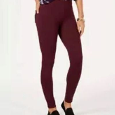 NWT! Style & Co Women's SeaPonte-Knit Front Seam Skinny Pants Wine Size PS